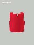Organic cotton and cashmere unisex baby vest by ArborTree, Chinese-style knit vest for spring, fall, and winter seasons.