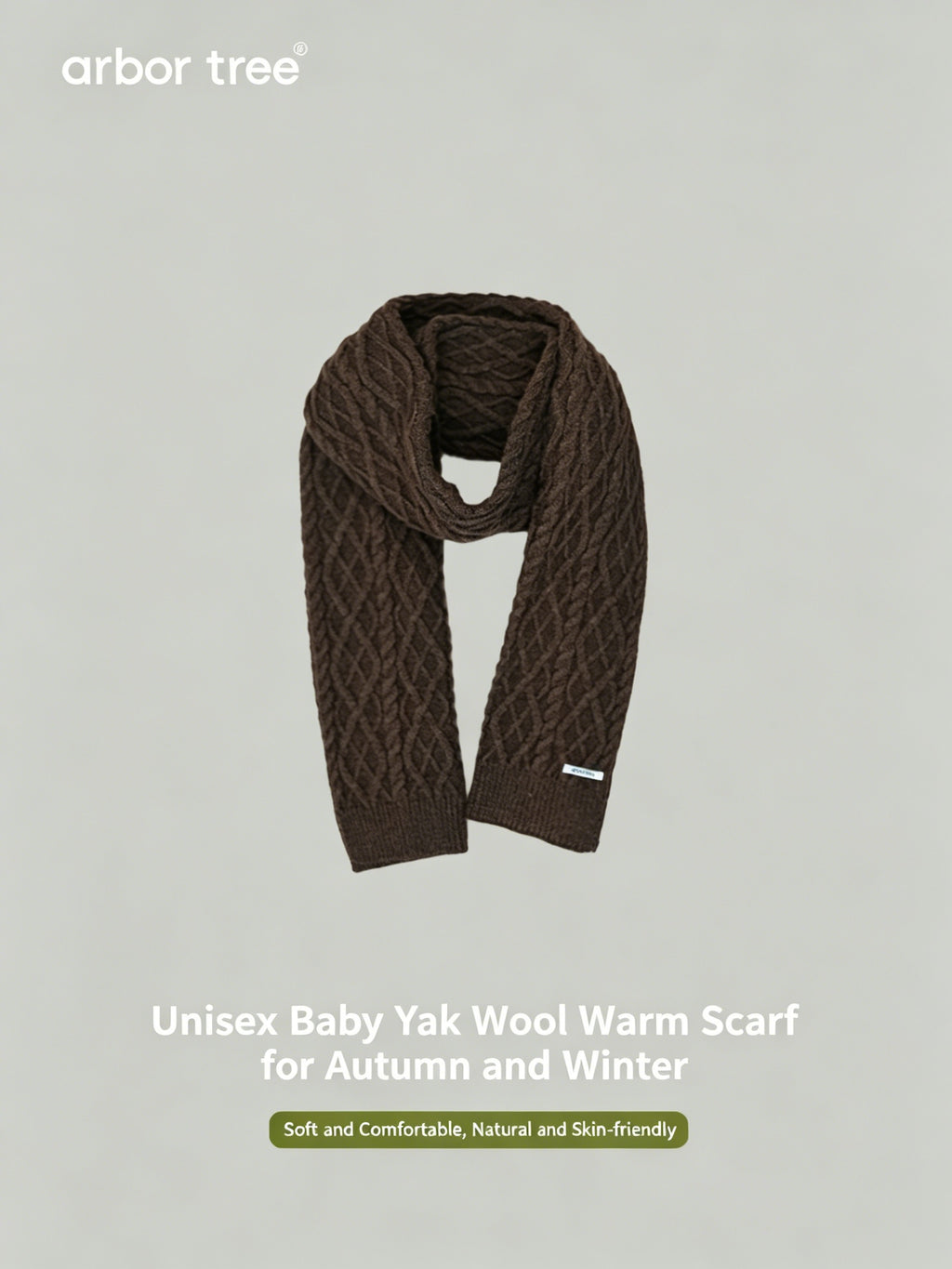 Soft baby scarf made of ArborTree Yak Down and Merino Wool, solid color, suitable for fall and winter, hand wash recommended