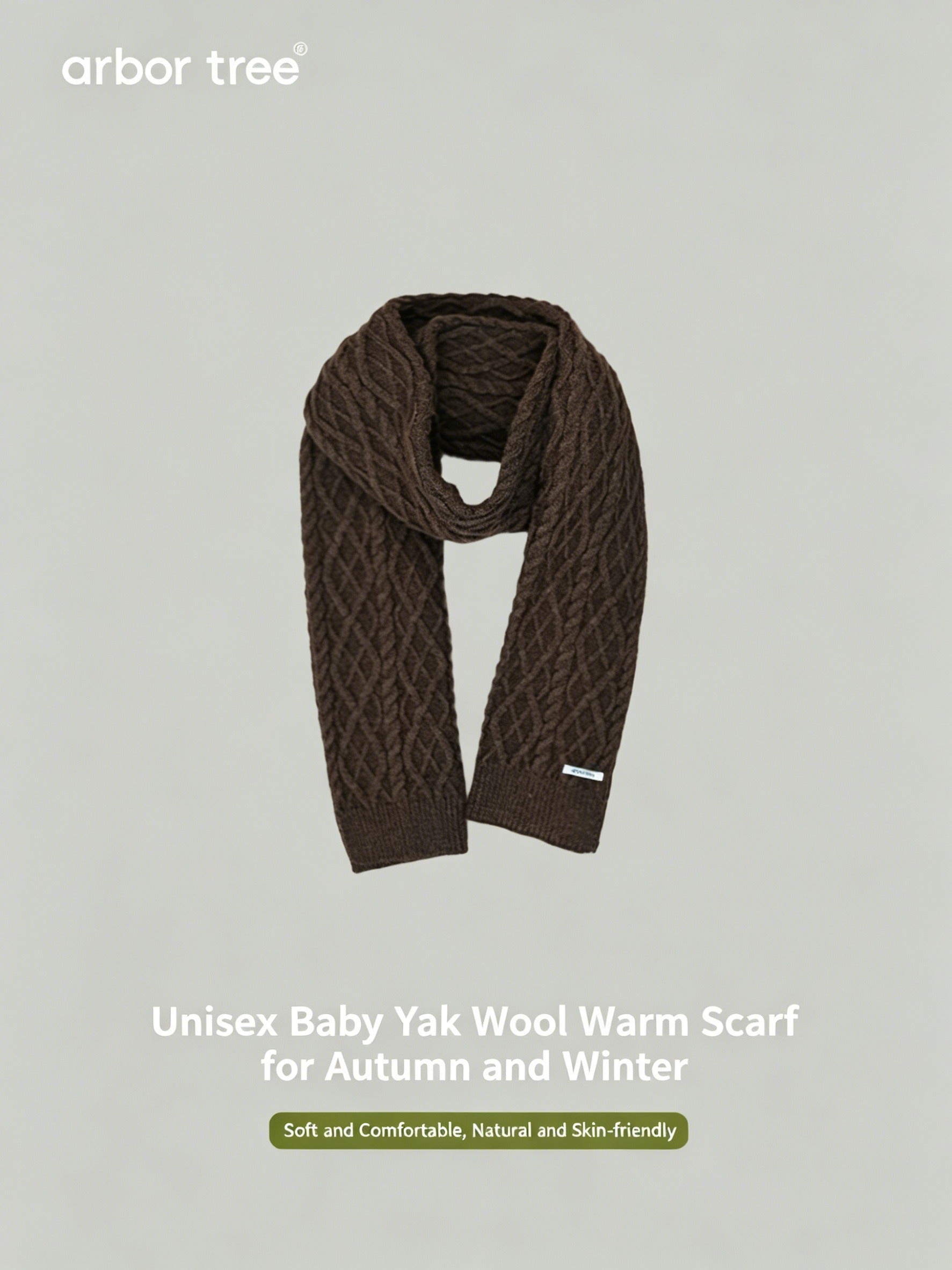 Soft baby scarf made of ArborTree Yak Down and Merino Wool, solid color, suitable for fall and winter, hand wash recommended