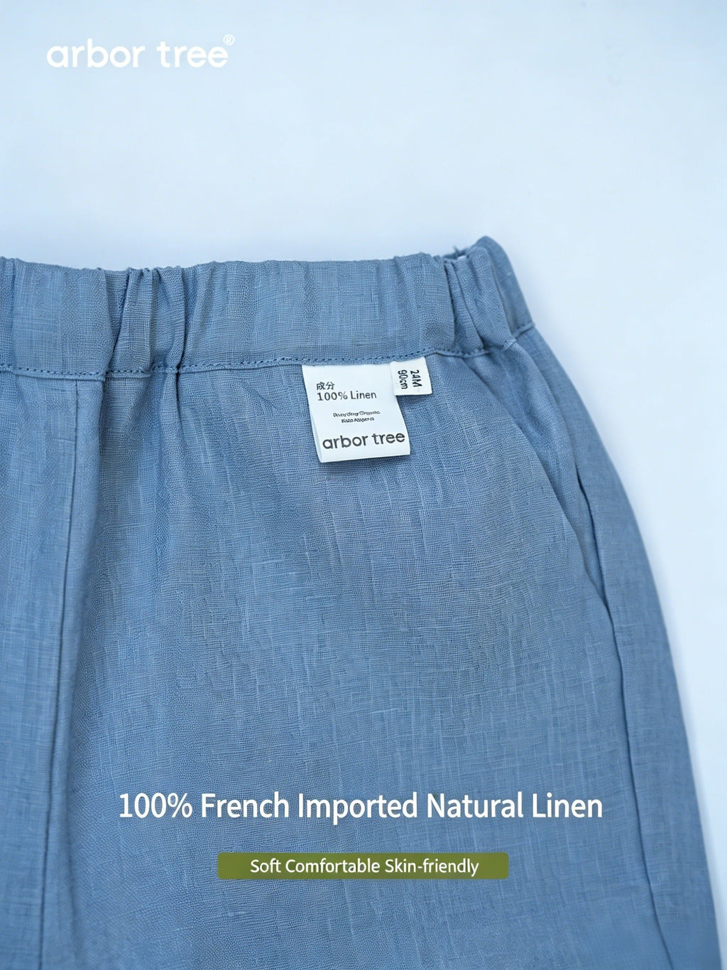 ArborTree 100% French Imported Linen Summer Mosquito-Repellent Pants (for Boys and Girls): Rolled-up hem, long pants, lightweight and breathable - ArborTree - naturally sourced kids brand