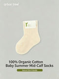 ArborTree 100% Natural Organic Cotton (excluding elastic) Baby Summer Lightweight Mid-Calf Socks—Breathable Socks - ArborTree - naturally sourced kids brand