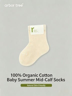 ArborTree 100% Natural Organic Cotton (excluding elastic) Baby Summer Lightweight Mid-Calf Socks—Breathable Socks - ArborTree - naturally sourced kids brand