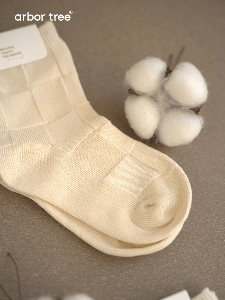 ArborTree 100% Natural Organic Cotton Thick Socks with Sugar Cube Pattern for Boys and Girls (Matching Sets) — Excluding the Elastic Band - ArborTree - naturally sourced kids brand