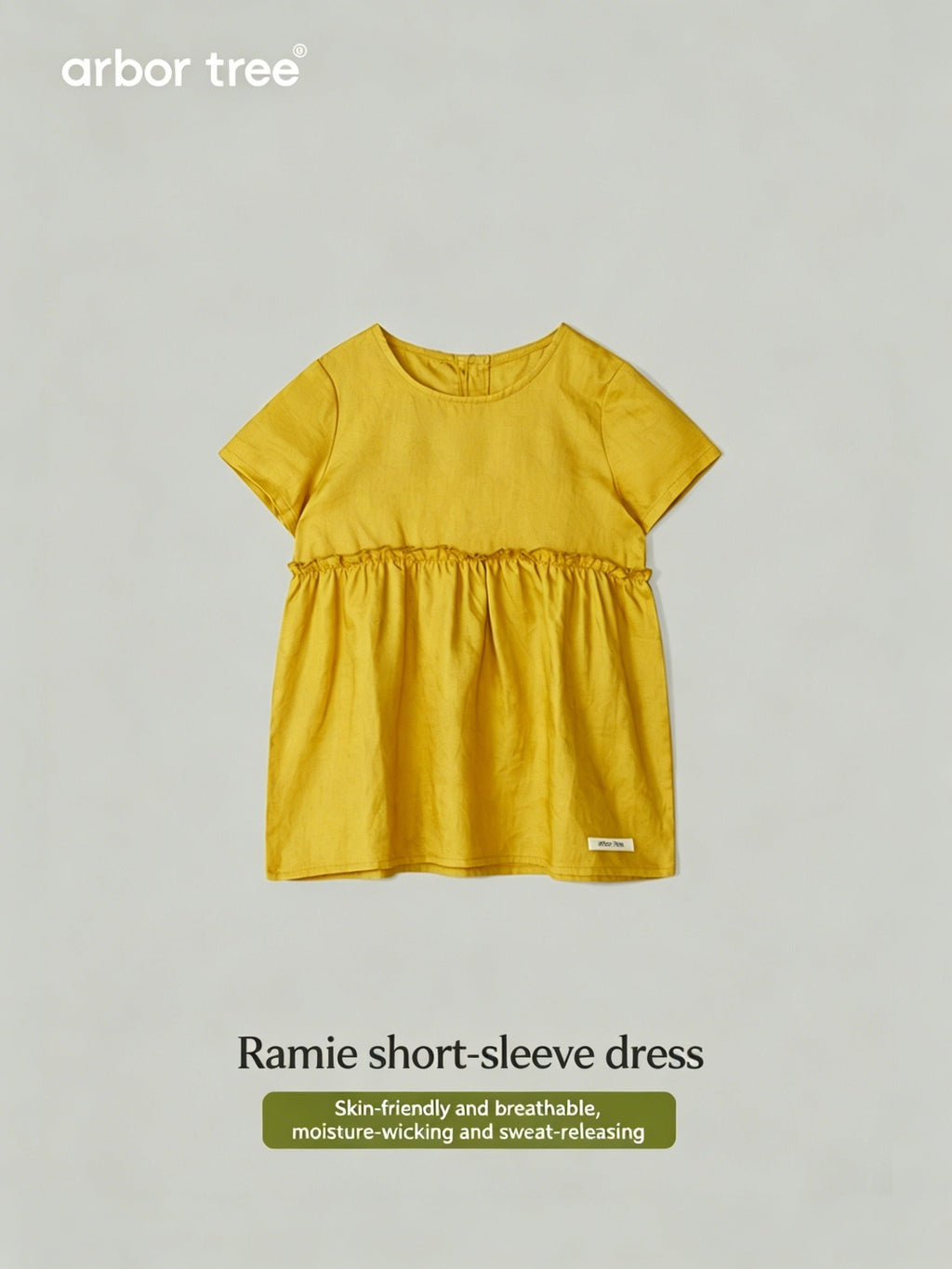 ArborTree 100% Natural Ramie Girls' Summer Short-Sleeve Dress: Lightweight, breathable, and soft to the touch - ArborTree - naturally sourced kids brand