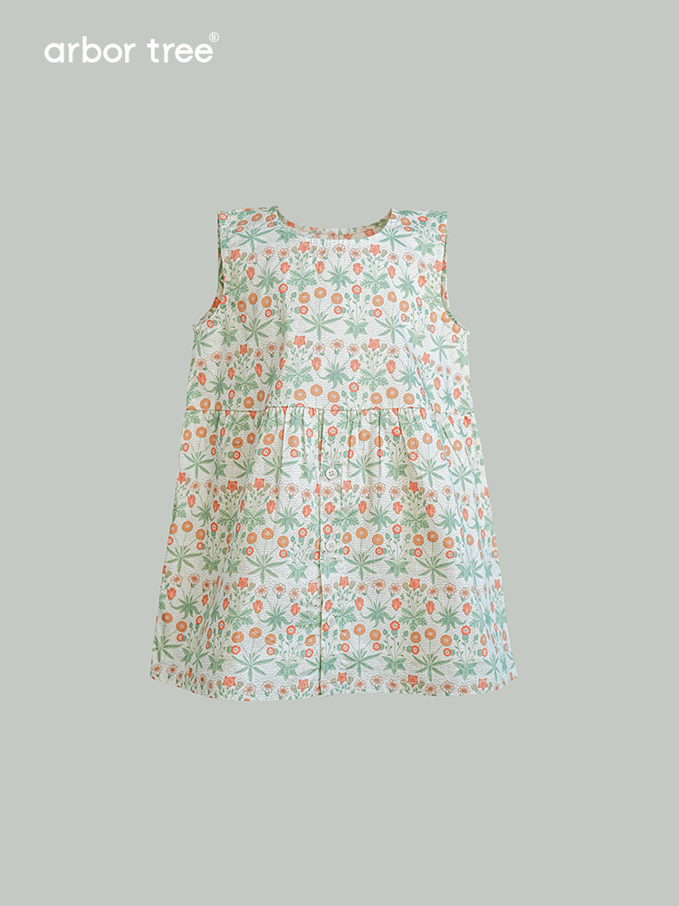 ArborTree 100% Organic Cotton from Uganda Girls' Summer Morris Daisy Sleeveless Dress, Lightweight Style - ArborTree - naturally sourced kids brand