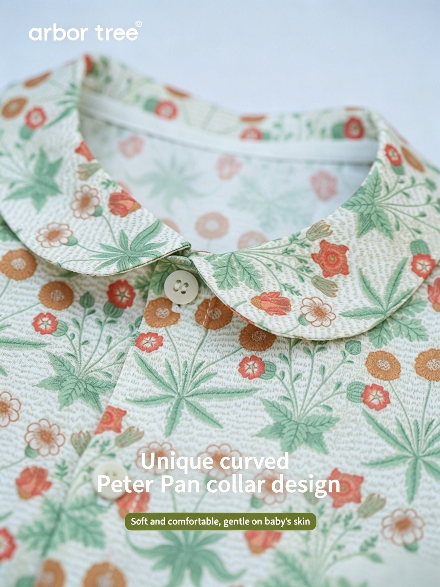 ArborTree 100% Organic Cotton from Uganda Girls' Summer Short-Sleeve Shirt with Morris Daisies—Lightweight and Breathable - ArborTree - naturally sourced kids brand