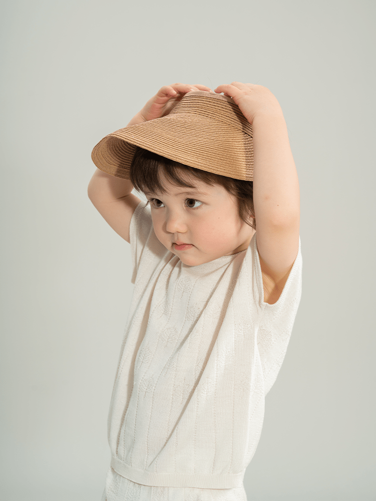 ArborTree Natural Papyrus Sun-Protective Open-Top Shell Hat—Parent-Child Set (Brim contains some spandex) - ArborTree - naturally sourced kids brand