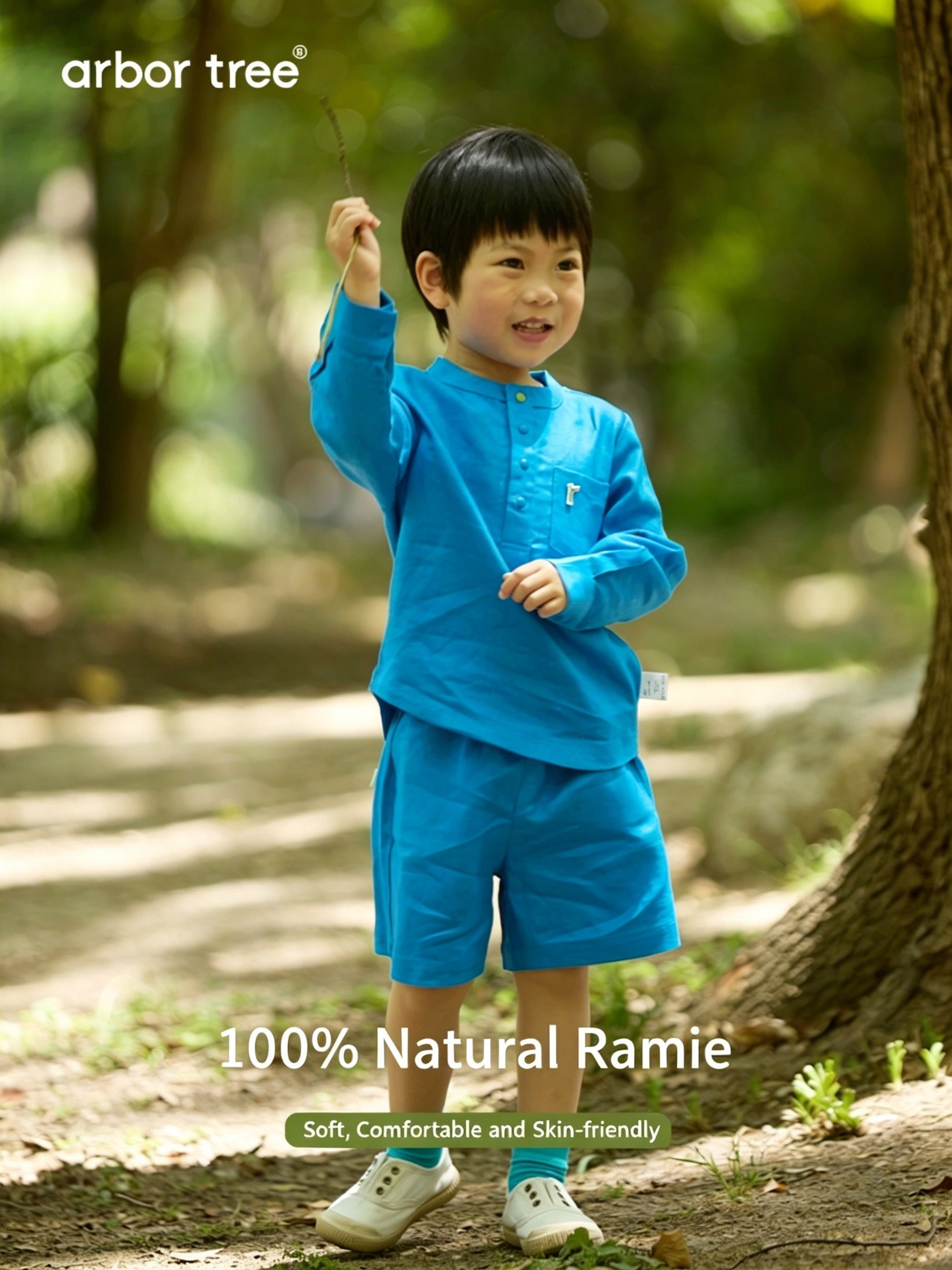 ArborTree (Recommended by Dong Shenghuo) 100% Ramie Casual Long-Sleeve Shirt (Matching Parent-Child Set) for Spring and Fall—Soft and Gentle on the Skin
