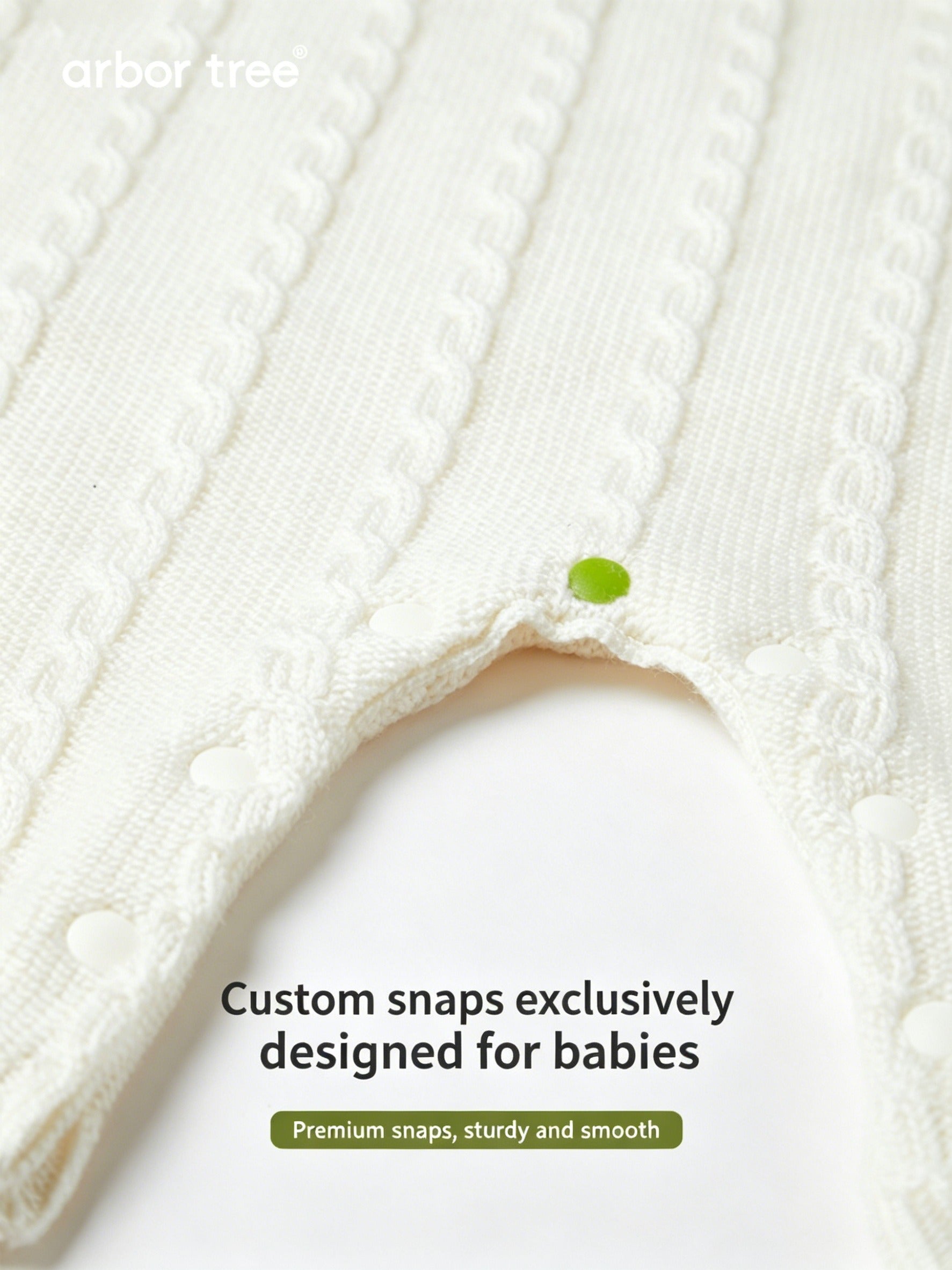 ArborTree Grandma Series baby polo-neck romper made of soft 100% Merino wool, perfect for fall and winter warmth.