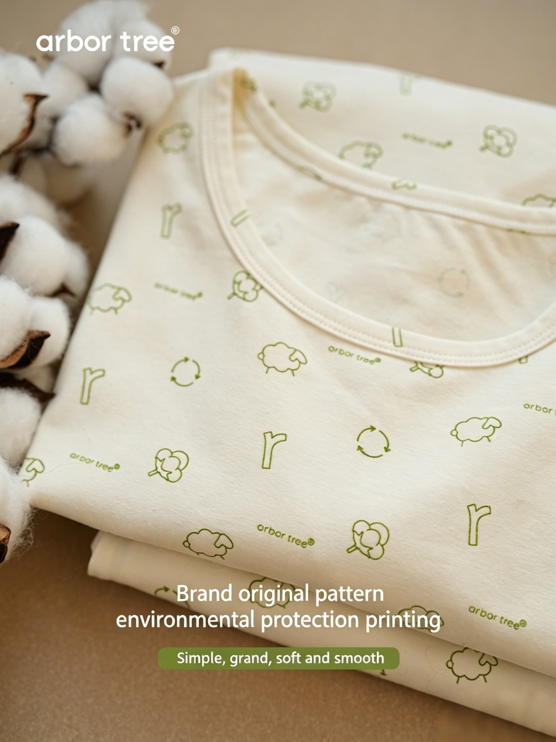ArborTree Eco-Friendly Printed 100% Natural Organic Cotton Matching Parent-Child Spring/Fall Loungewear Set