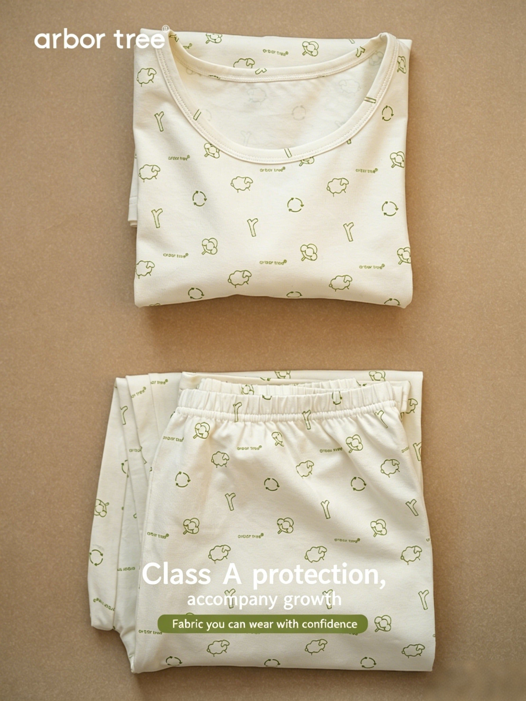 ArborTree Eco-Friendly Printed 100% Natural Organic Cotton Matching Parent-Child Spring/Fall Loungewear Set