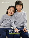 ArborTree organic cotton hoodie for kids, long-sleeve with pockets, warm, breathable, and gentle on skin in spring, fall, and winter.