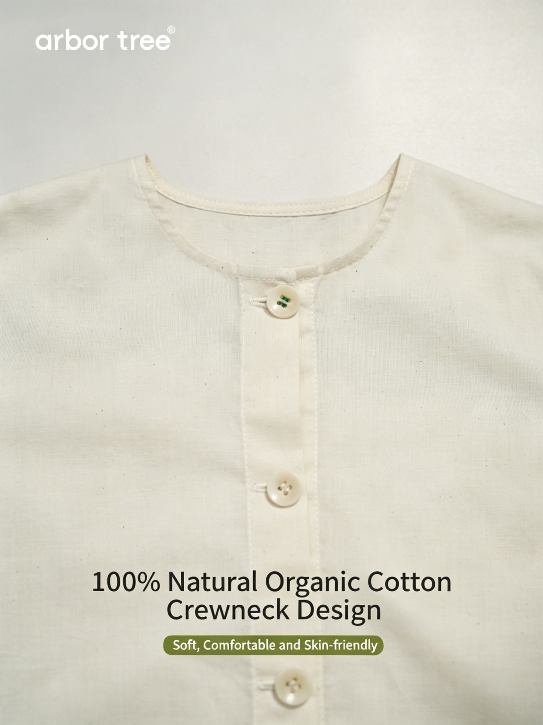 ArborTree 100% Natural Organic Cotton Minimalist Matching Parent-Child Shirts for Spring and Summer Sun Protection