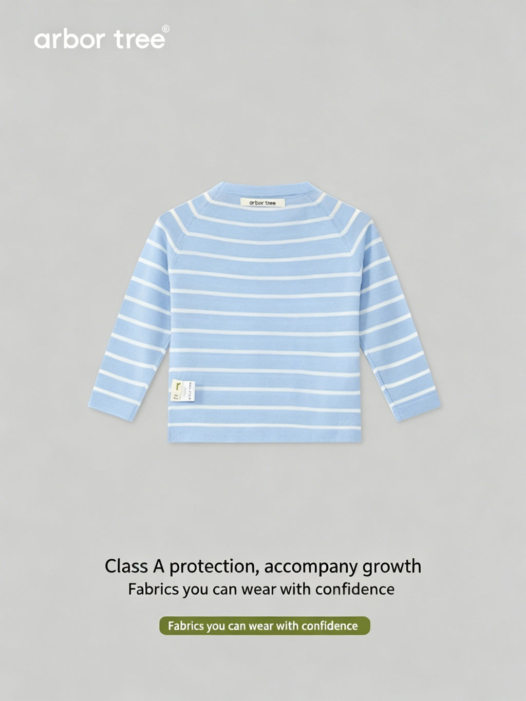 Baby striped pullover top made from 100% merino mercerised wool by ArborTree, featuring a cozy, soft knit design for kids.