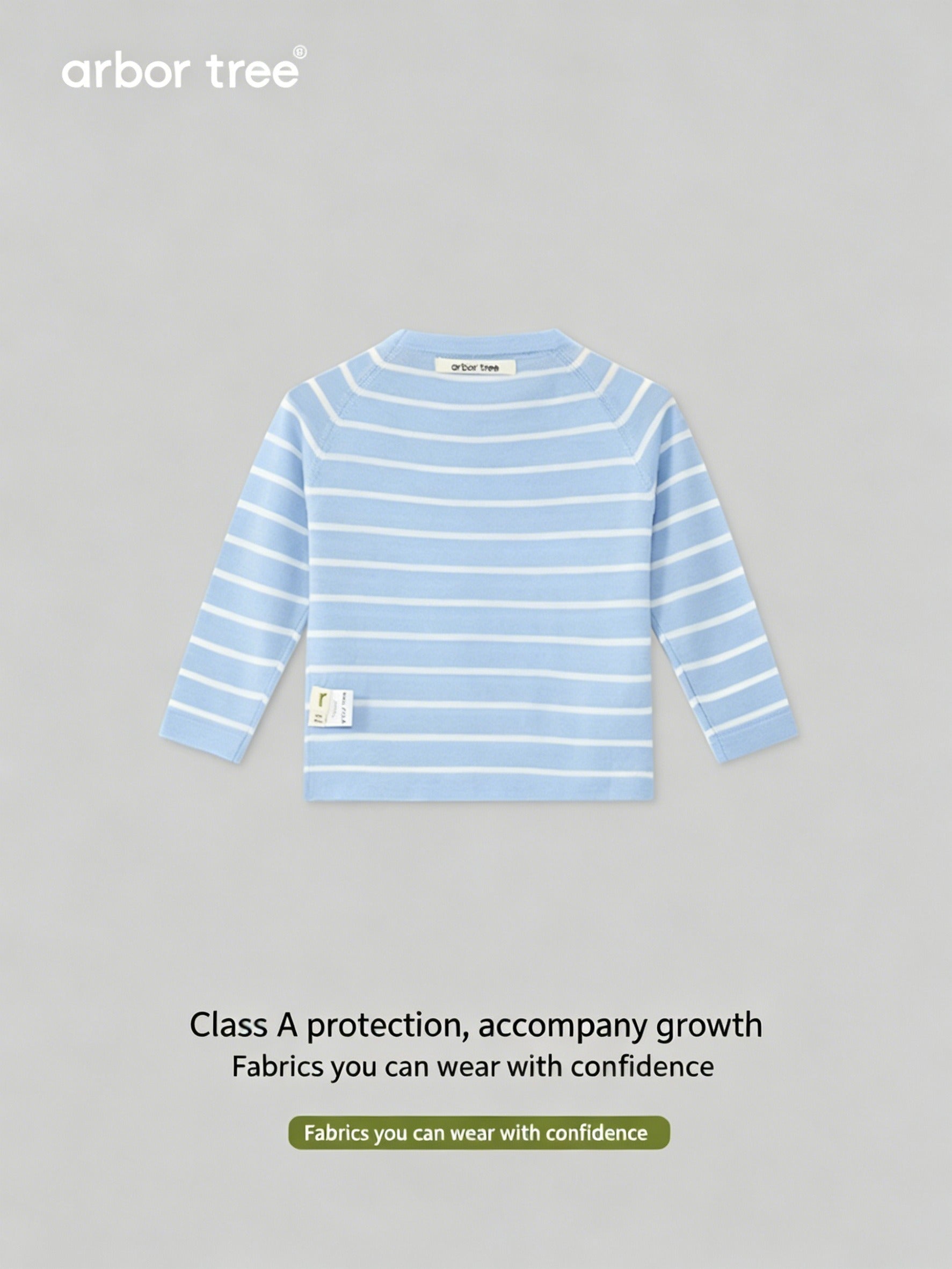 Baby striped pullover top made from 100% merino mercerised wool by ArborTree, featuring a cozy, soft knit design for kids.
