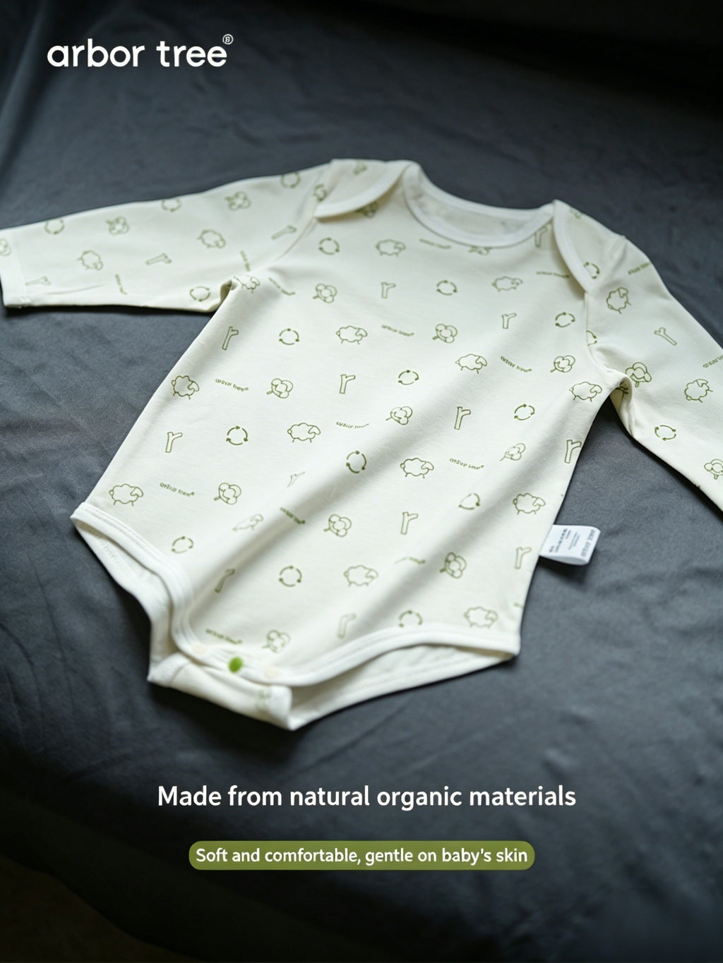 ArborTree Eco-Friendly Printed 100% Natural Organic Cotton Long-Sleeve Rompers for Boys and Girls (Spring/Fall)