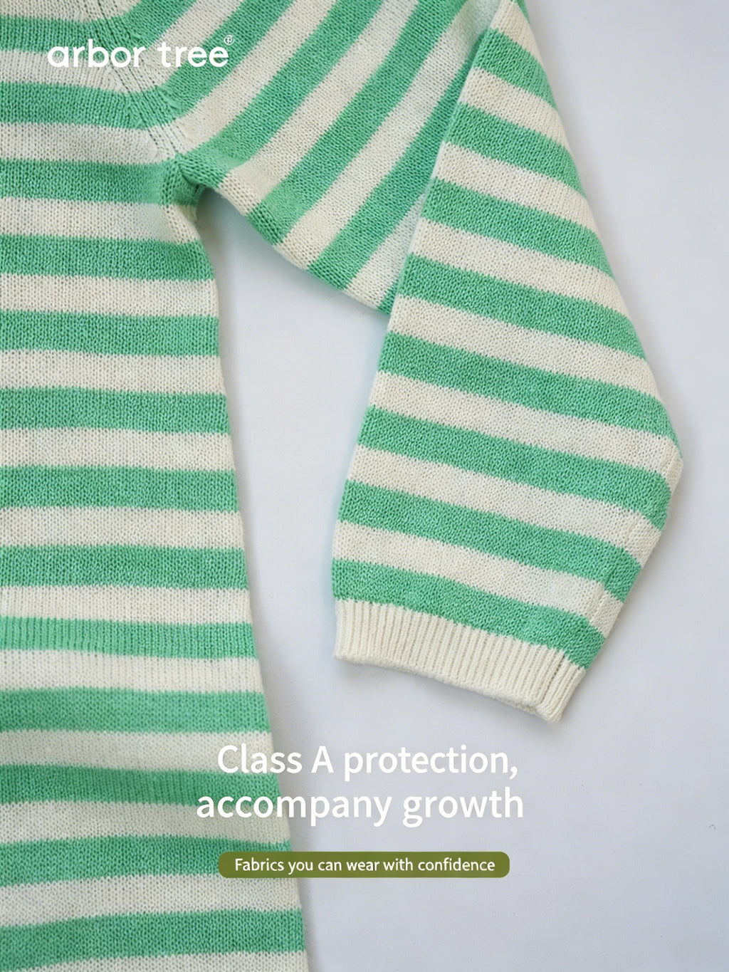 ArborTree 2-in-1 striped romper for boys and girls made of organic cotton and linen, suitable for spring, fall, and winter.