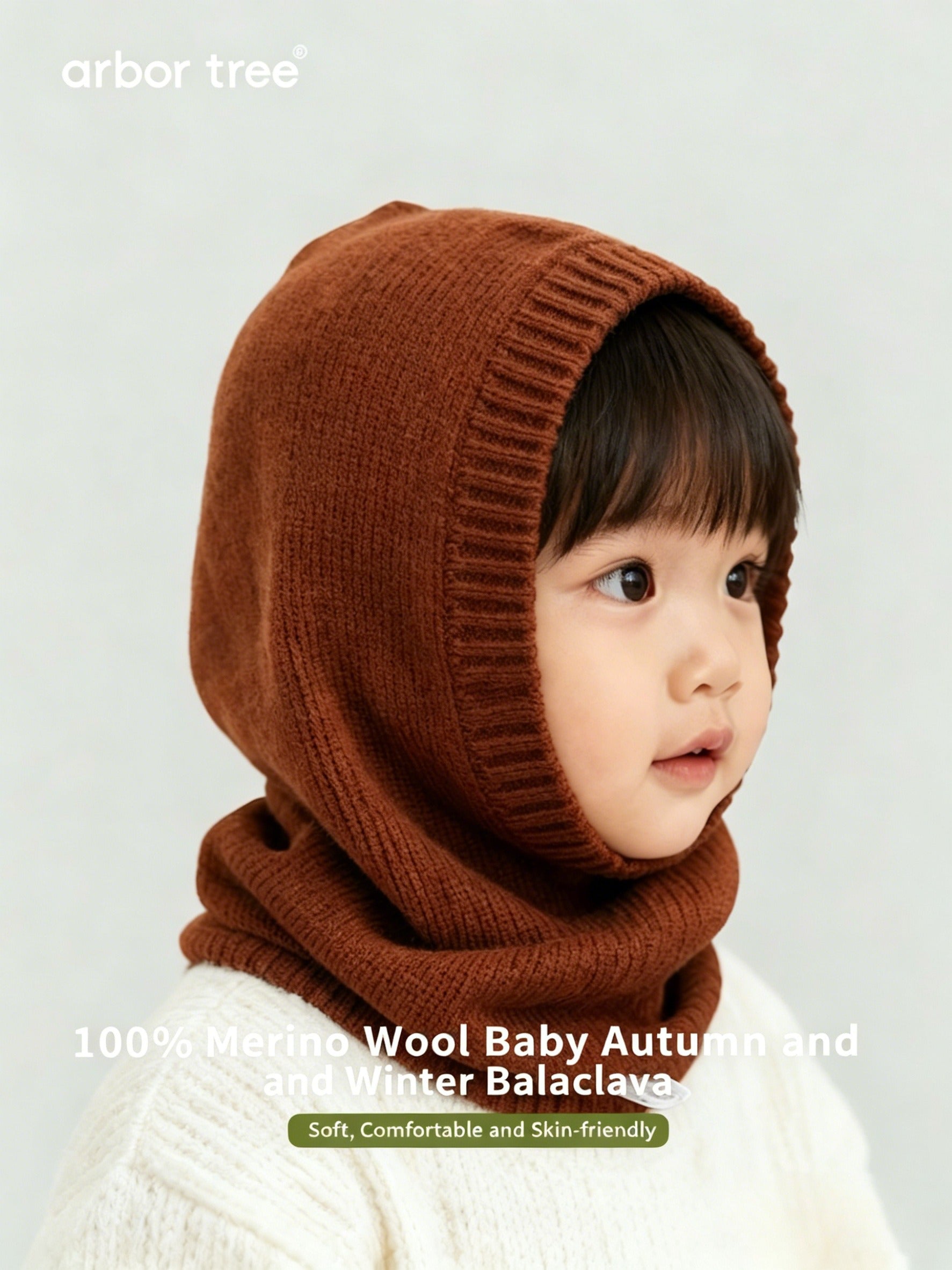ArborTree 100% Merino Wool winter beanie for kids, soft, warm, windproof, and cold-resistant, suitable for boys and girls.