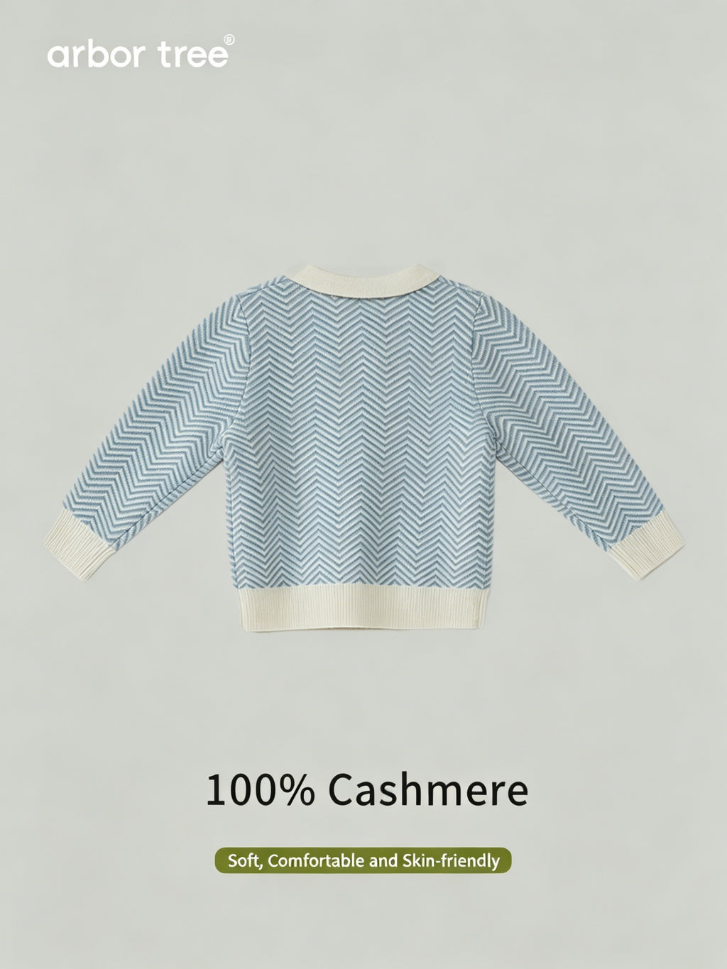 ArborTree 100% cashmere baby polo pullover top in soft beige, featuring a classic collar and button details for cozy style.