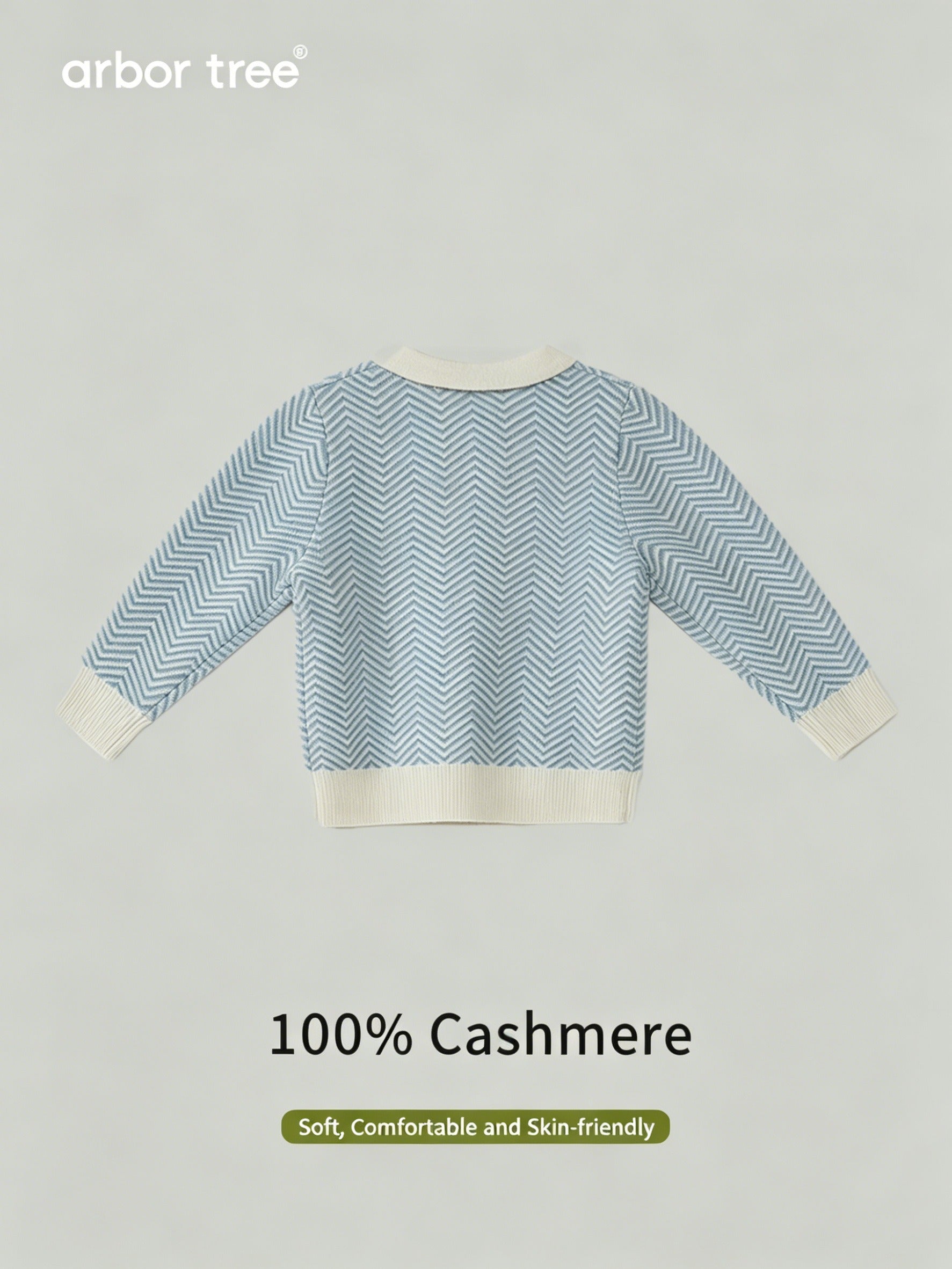 ArborTree 100% cashmere baby polo pullover top in soft beige, featuring a classic collar and button details for cozy style.