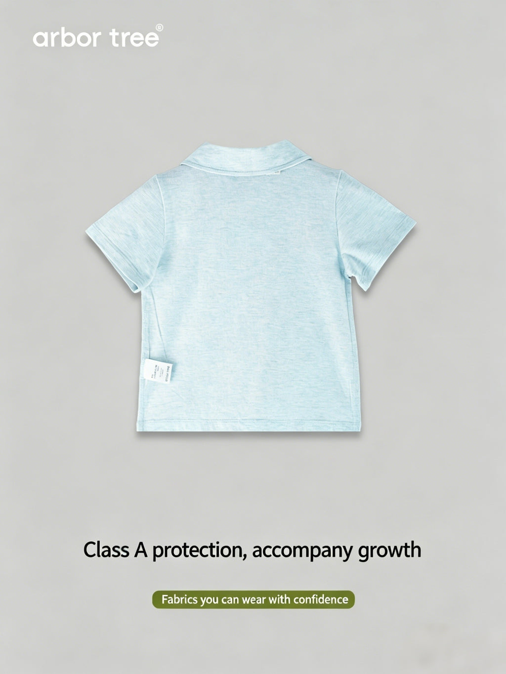 ArborTree organic cotton polo-neck short-sleeve T-shirt for kids, in natural color, featuring a classic fit for boys and girls.