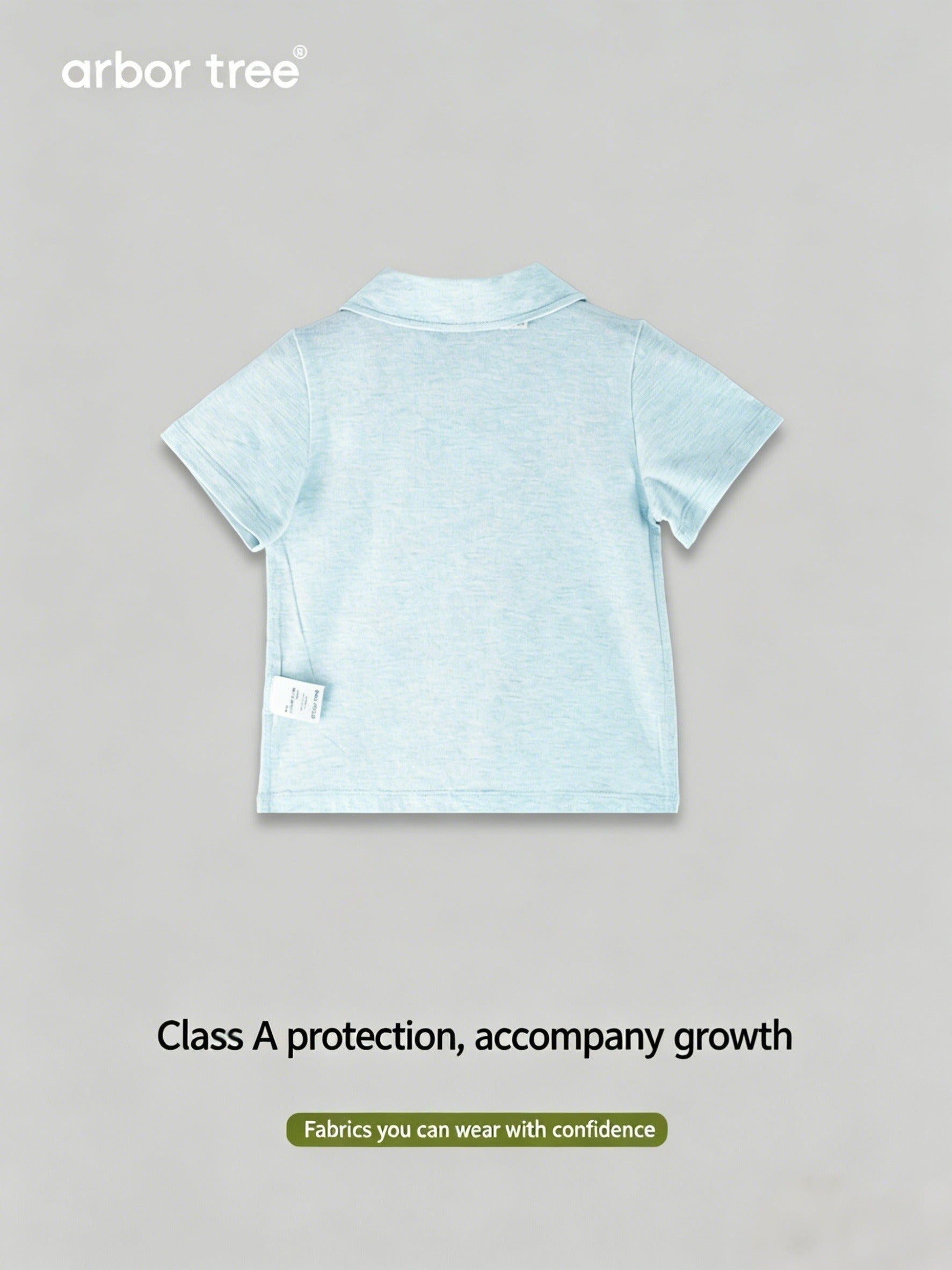ArborTree organic cotton polo-neck short-sleeve T-shirt for kids, in natural color, featuring a classic fit for boys and girls.