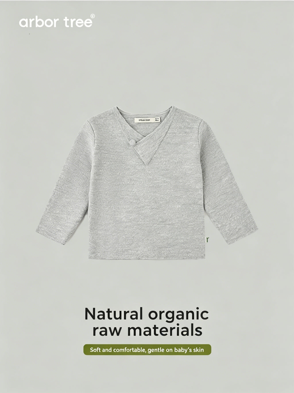 ArborTree 100% Baselwool baby pullover sweater with buttons, soft natural wool, in a cozy knit style for infants.