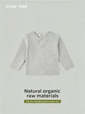 ArborTree 100% Baselwool baby pullover sweater with buttons, soft natural wool, in a cozy knit style for infants.
