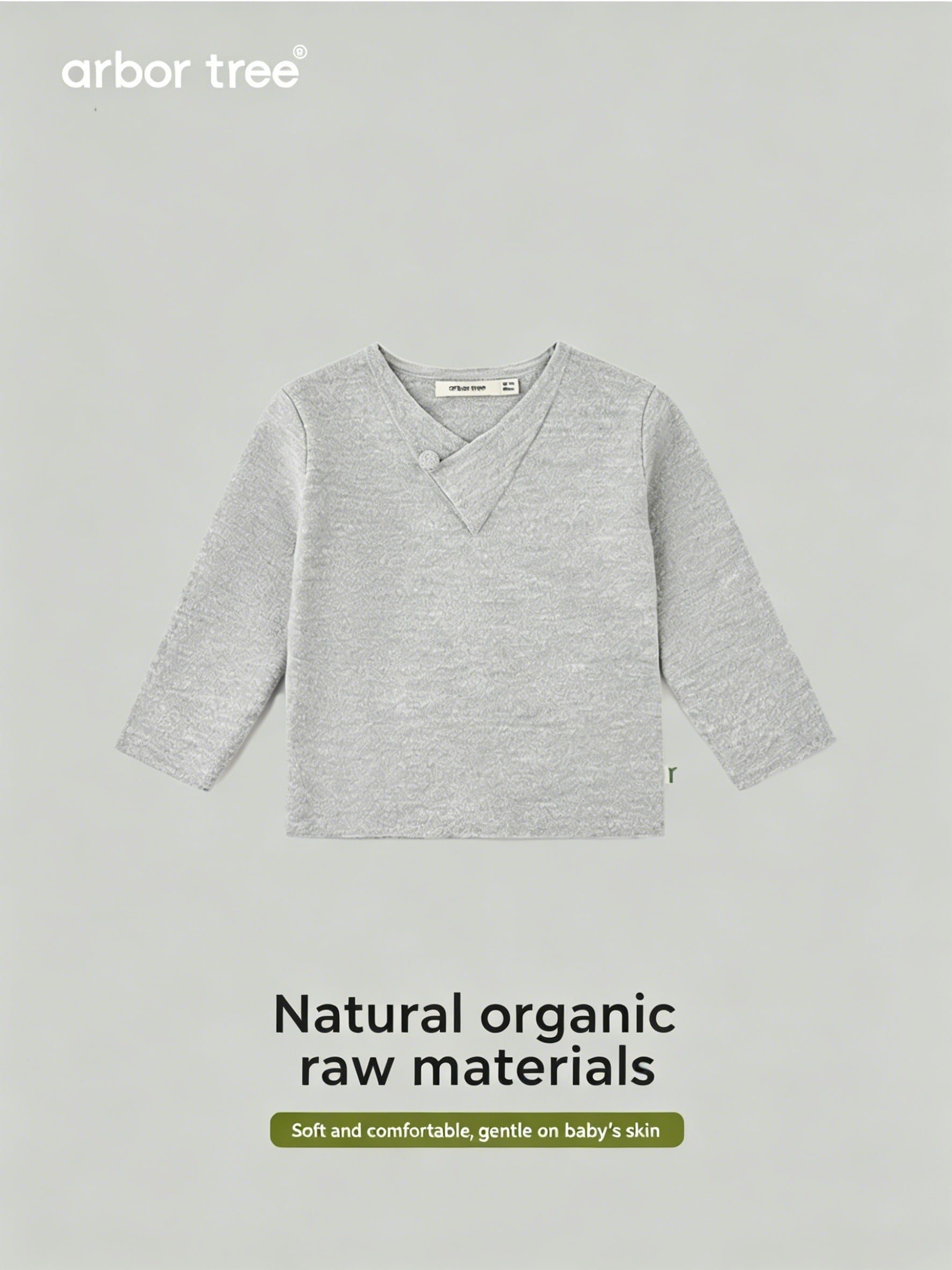 ArborTree 100% Baselwool baby pullover sweater with buttons, soft natural wool, in a cozy knit style for infants.