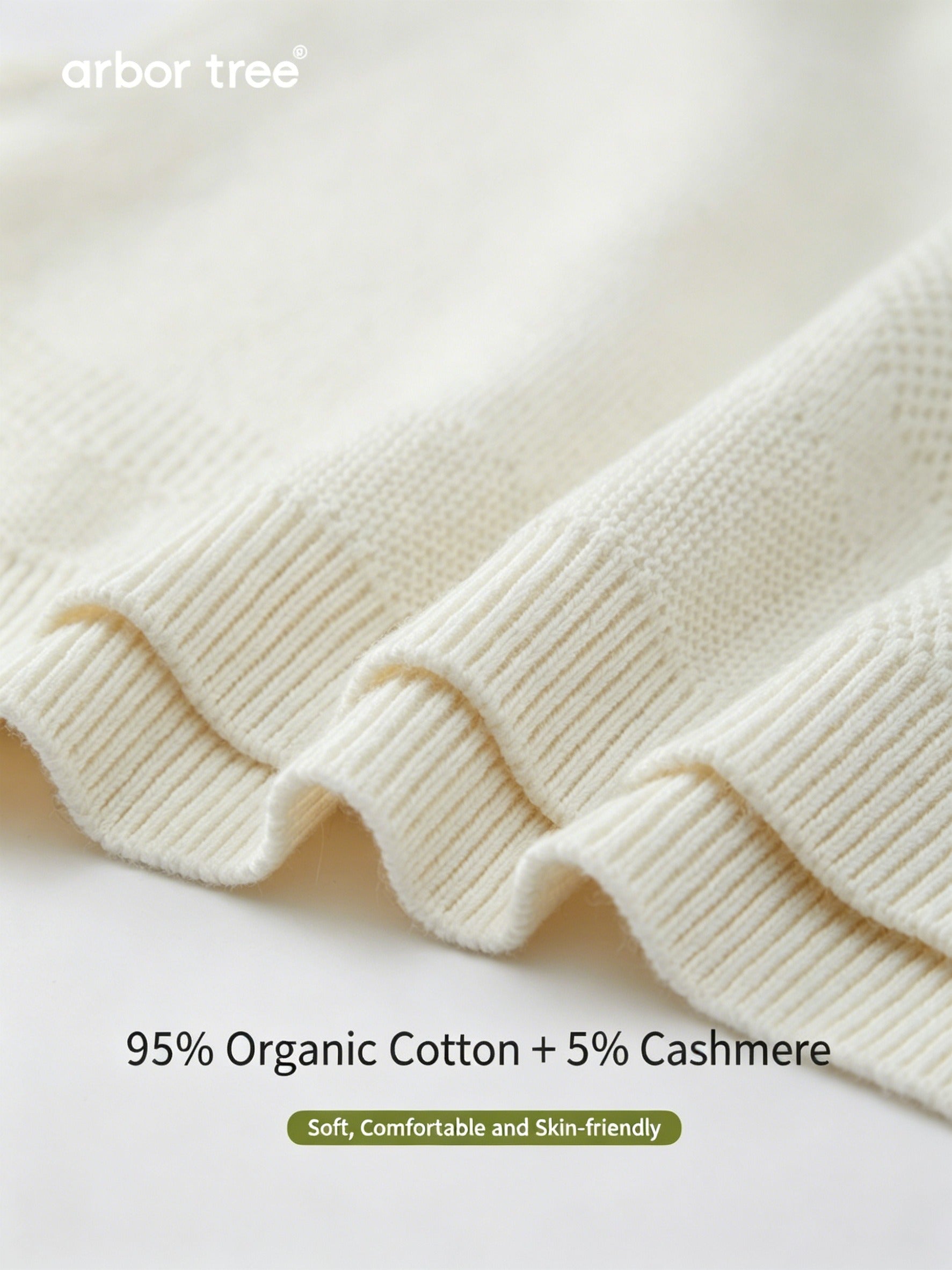 Organic cotton and cashmere kids' vest by ArborTree with a 3D pattern in soft, natural colors