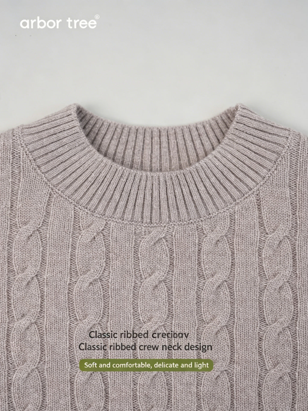 Unisex ArborTree Pure Collection vintage cashmere half-turtleneck sweater with cable-knit design, perfect for spring and fall.