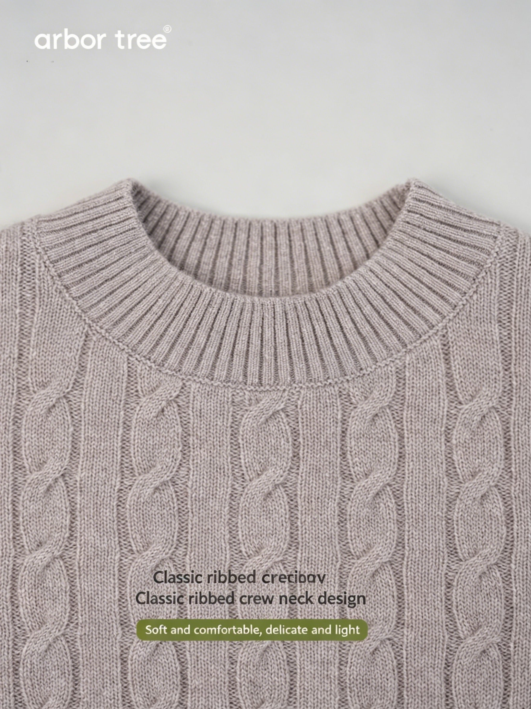 Unisex ArborTree Pure Collection vintage cashmere half-turtleneck sweater with cable-knit design, perfect for spring and fall.