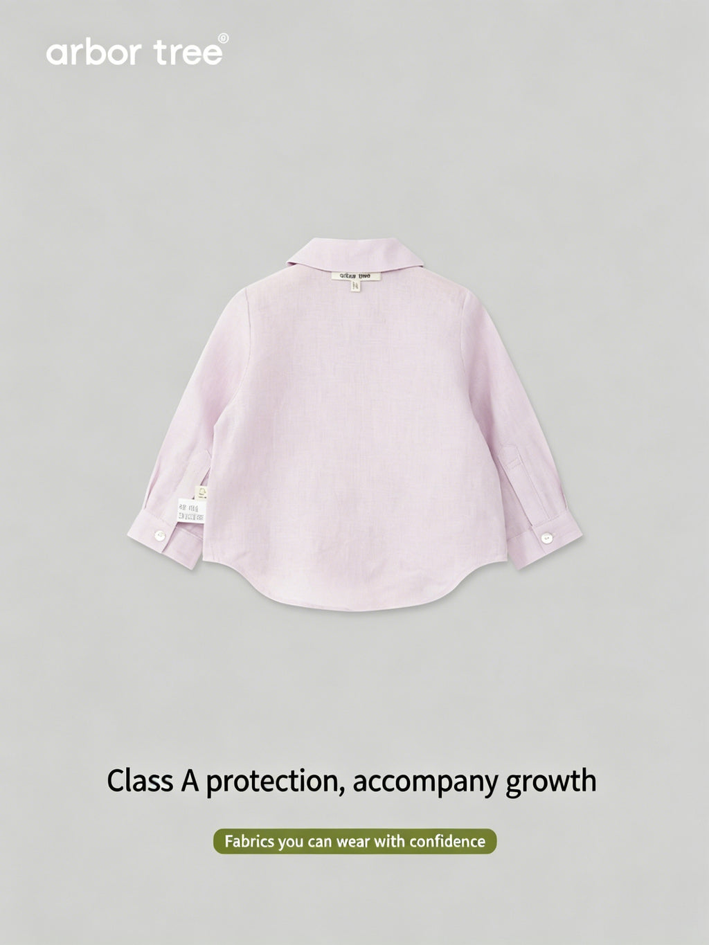 ArborTree Belgian natural linen baby casual shirt in soft beige, featuring a relaxed fit and button-front design.