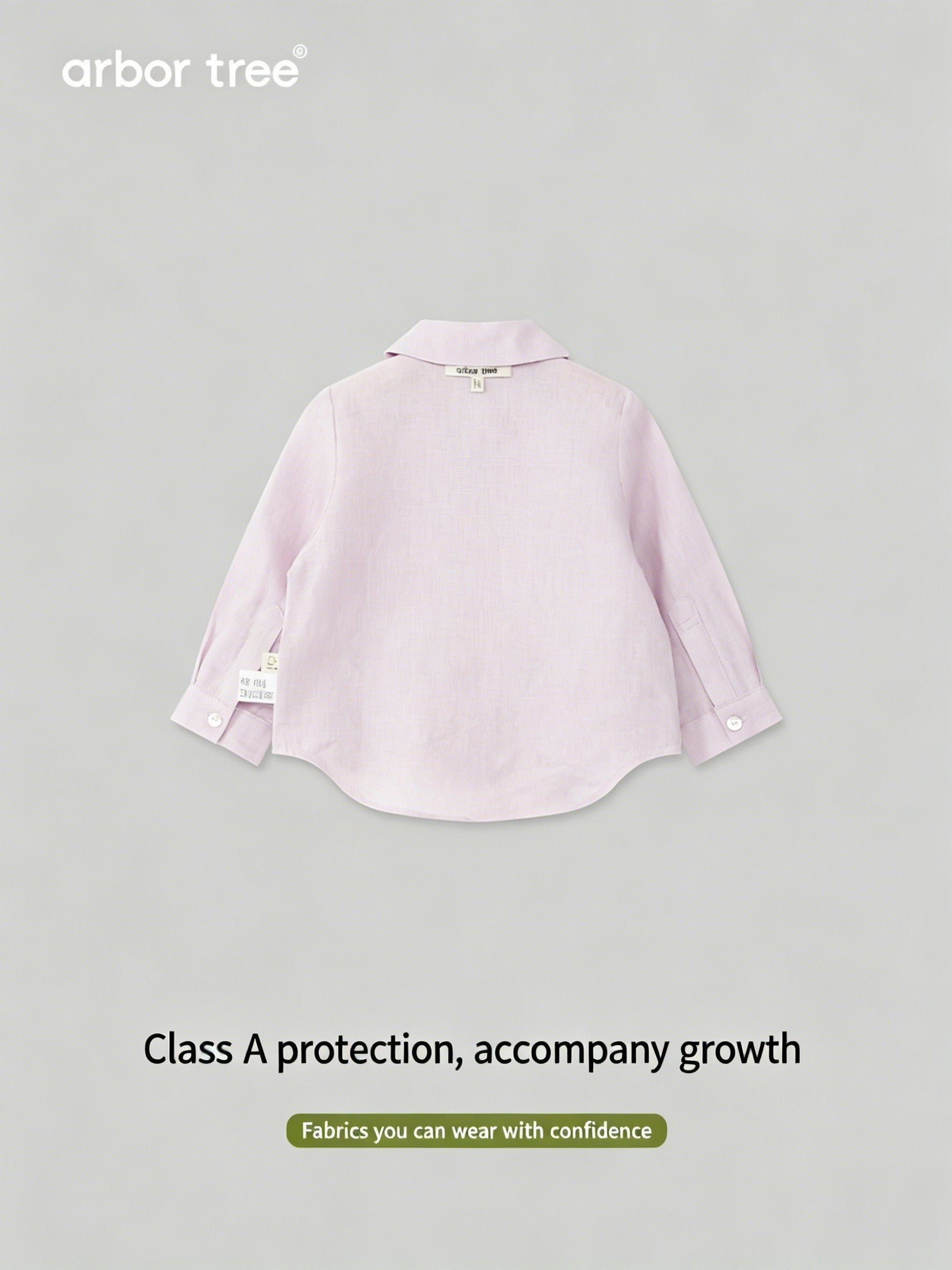 ArborTree Belgian natural linen baby casual shirt in soft beige, featuring a relaxed fit and button-front design.