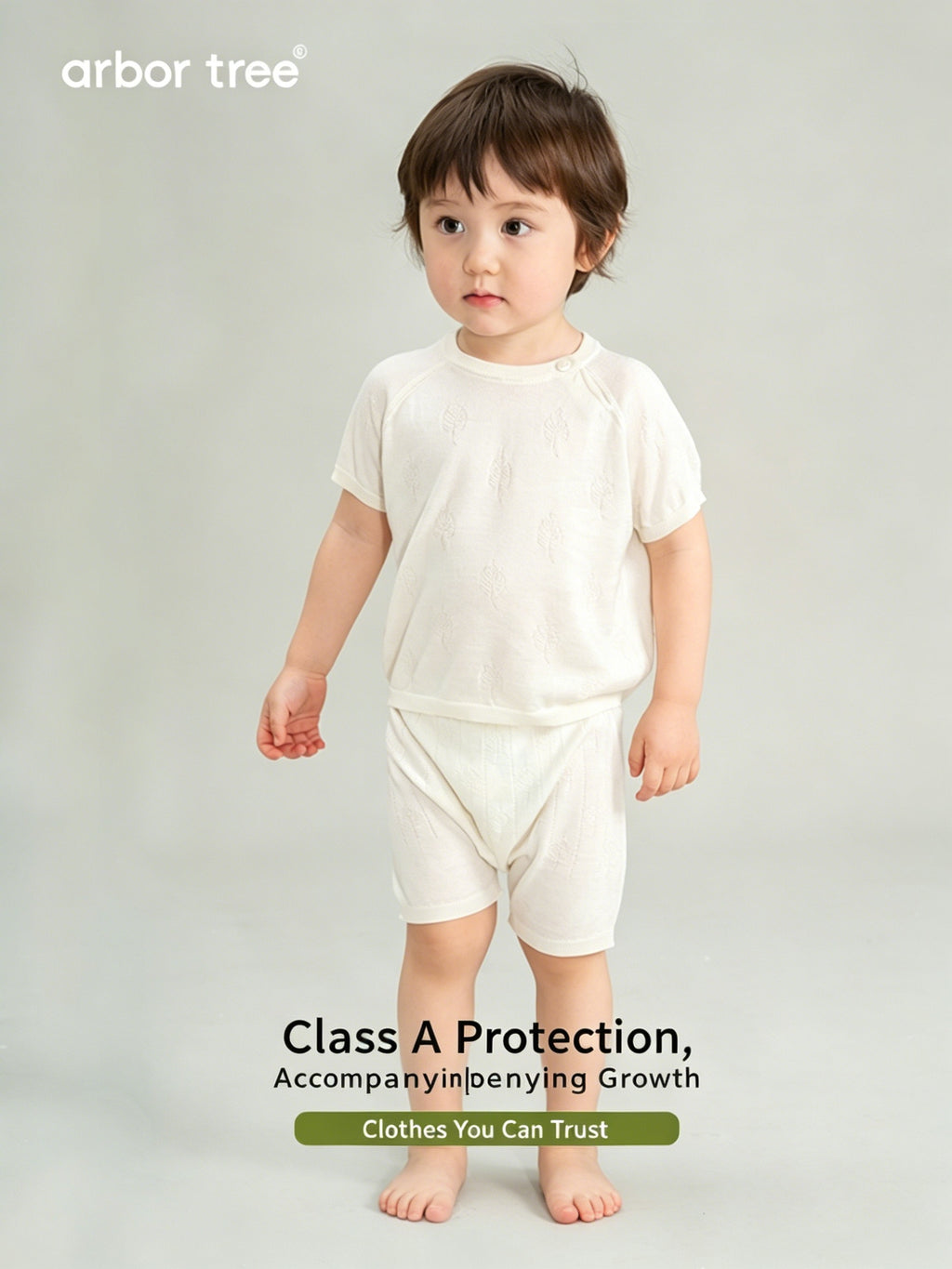 ArborTree baby summer knit T-shirt with drop shoulders, made of soft mulberry silk and cashmere, lightweight and breathable.