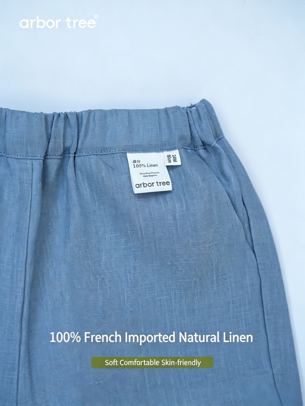 ArborTree 100% French Imported Linen Summer Mosquito-Repellent Pants (for Boys and Girls): Rolled-up hem, long pants, lightweight and breathable