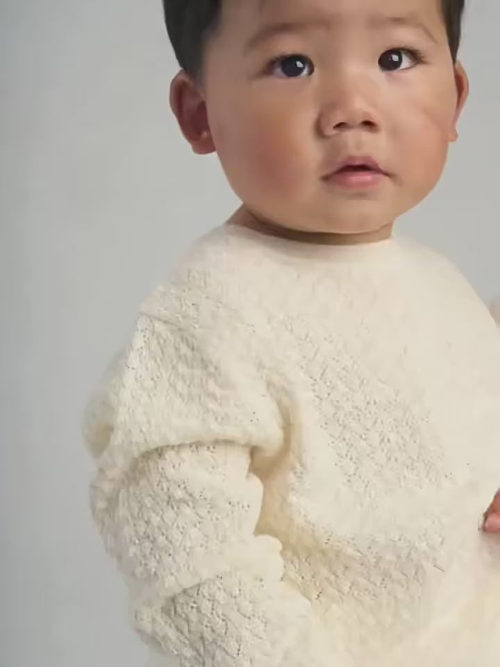 ArborTree 100% Merino Wool Spring/Fall Matching Parent-Child Whisper-Pattern Knit Long-Sleeve Top