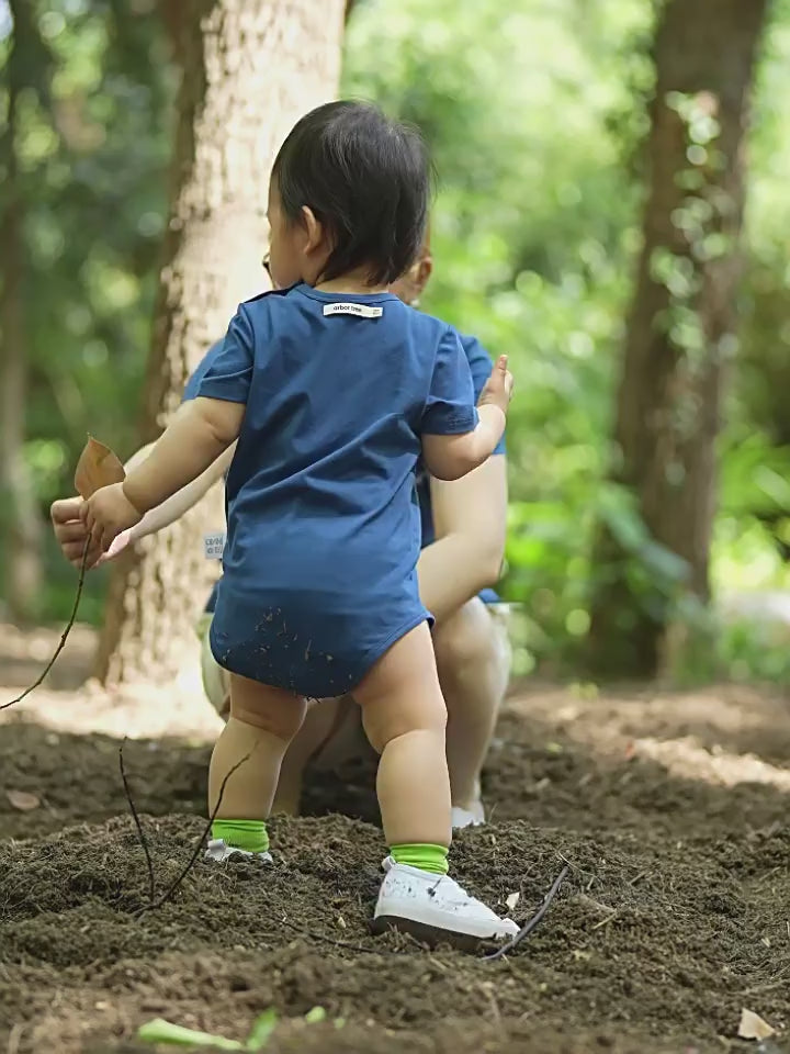 ArborTree 100% Natural Organic Cotton Unisex Summer Short-Sleeve Rompers with Shoulder Slits (Class A)