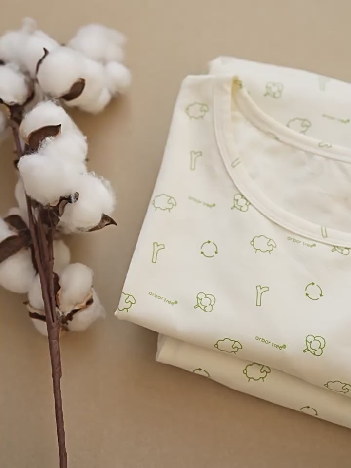 ArborTree Eco-Friendly Printed 100% Natural Organic Cotton Matching Parent-Child Spring/Fall Loungewear Set