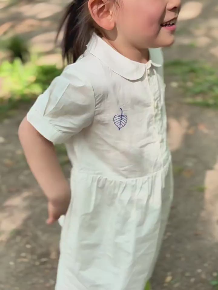 ArborTree 100% Turkish Organic Cotton Girls' Summer Short-Sleeve Printed Shirt Dress, Moisture-Wicking