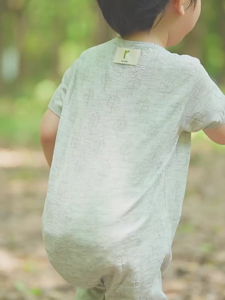 ArborTree  Mulberry Silk Summer Long-Legged One-Piece for Infants and Toddlers with Front Snap Closure—Moisture-Wicking, Mosquito-Repellent, Lightweight, and Breathable