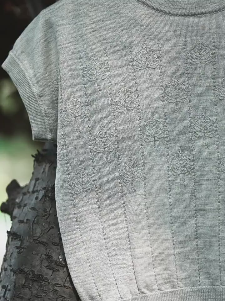Silk Summer Bodhi Leaf Short-Sleeve T-Shirt (Matching Set for Parents and Children)