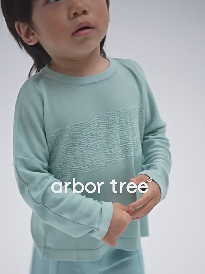 ArborTree 100% Natural Mulberry Silk Wavy Pattern Unisex Spring/Summer Knit Long-Sleeve T-Shirt—Soft and Moisture-Wicking