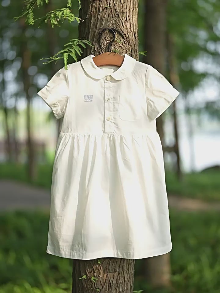 ArborTree 100% Turkish Organic Cotton Girls' Summer Short-Sleeve Printed Shirt Dress, Moisture-Wicking