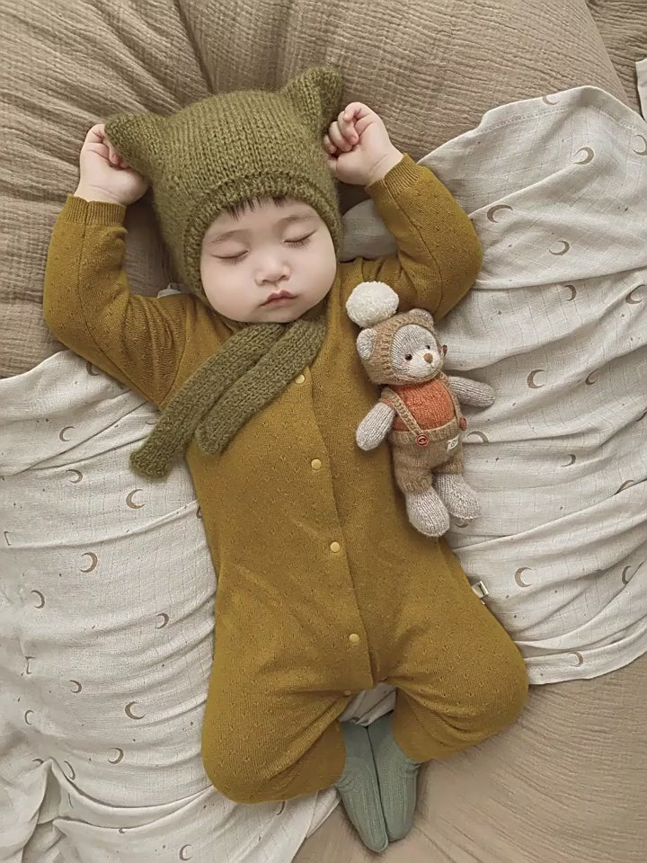 Organic Cotton and Cashmere Front-Opening Knit One-Piece for Infants (Heavyweight) Baby Crawler