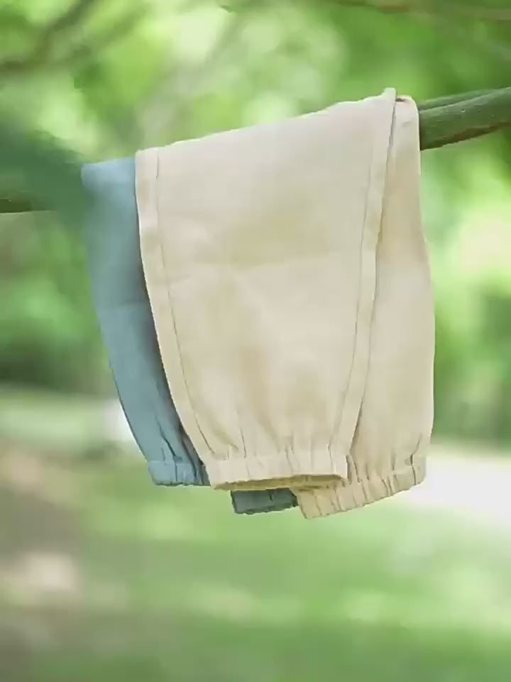 ArborTree 100% French Imported Linen Summer Mosquito-Repellent Pants (for Boys and Girls): Rolled-up hem, long pants, lightweight and breathable