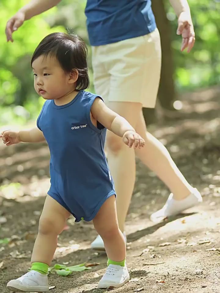 ArborTree 100% Natural Organic Cotton Unisex Summer Sleeveless Open-Shoulder Triangular Romper for Babies