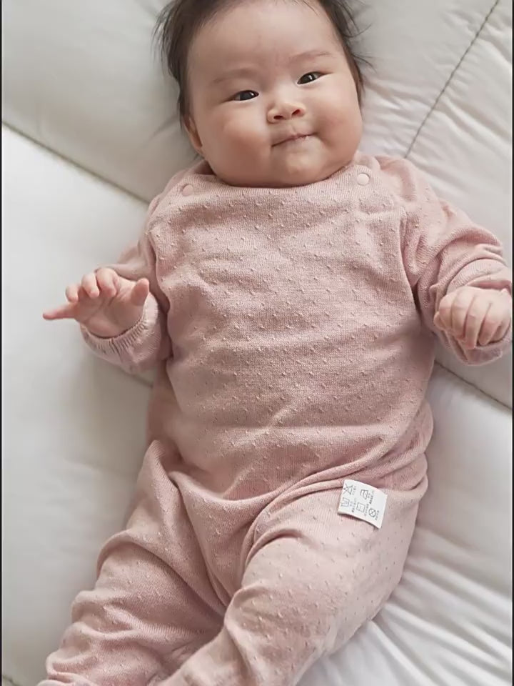 Organic Cotton Cashmere Infant & Toddler Romper – Long-Sleeve, Shoulder-Split, Thick-Knit