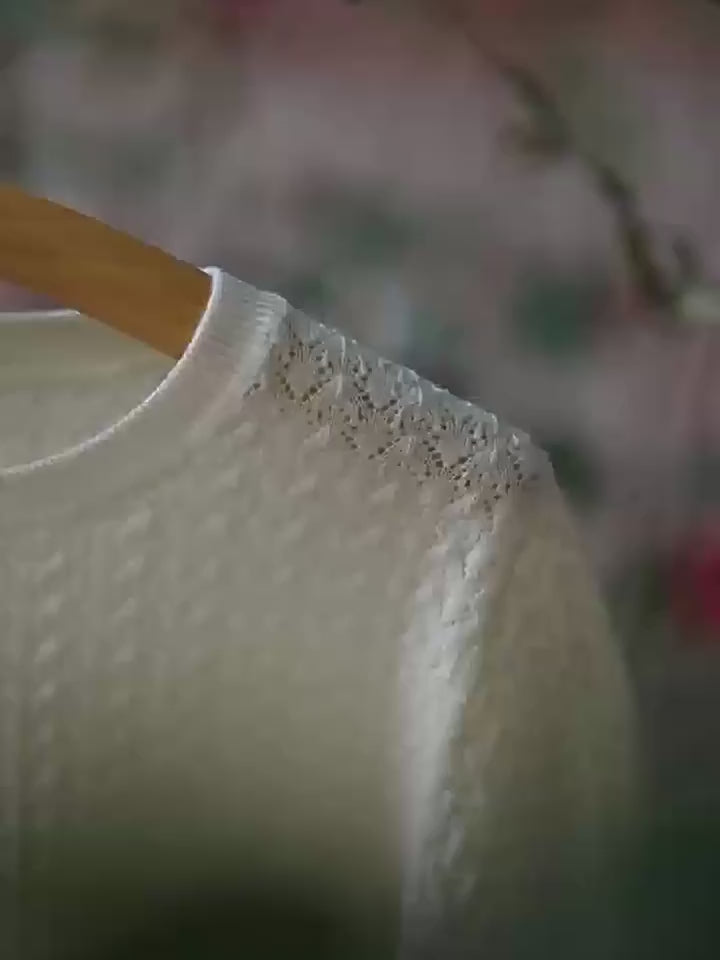 100% Fine Merino Wool Parent-Child Spring/Fall Knit Top – Whisper Pattern, Long-Sleeve